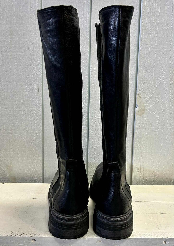 Emanuele Crasto Black Leather Knee-High Boots (Retails for $250) - Size 39
