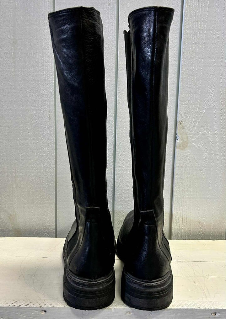 Emanuele Crasto Black Leather Knee-High Boots (Retails for $250) - Size 39