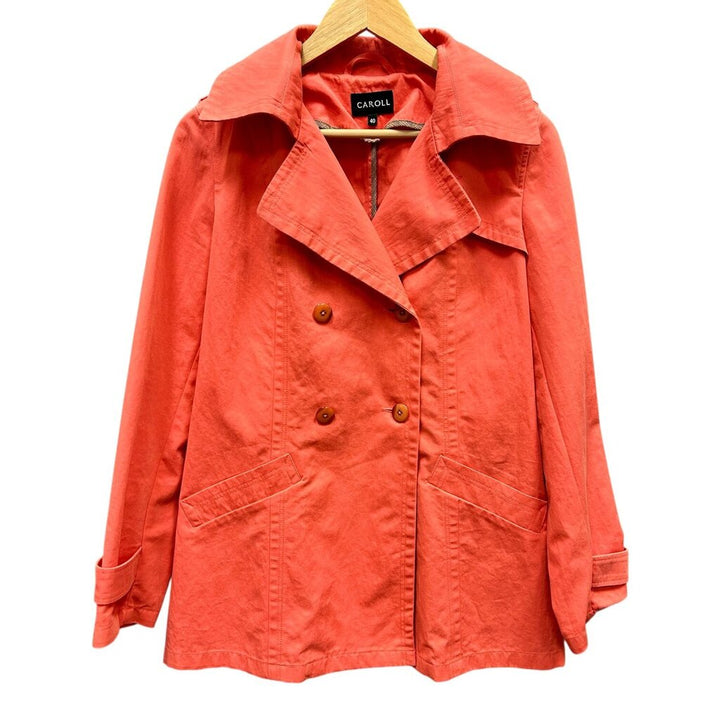 Caroll Button-Front Trench Coat - Size 40