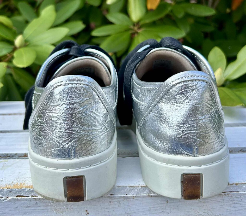 AllSaints Gina Metallic Sneaker in Silver Leather - Size 39