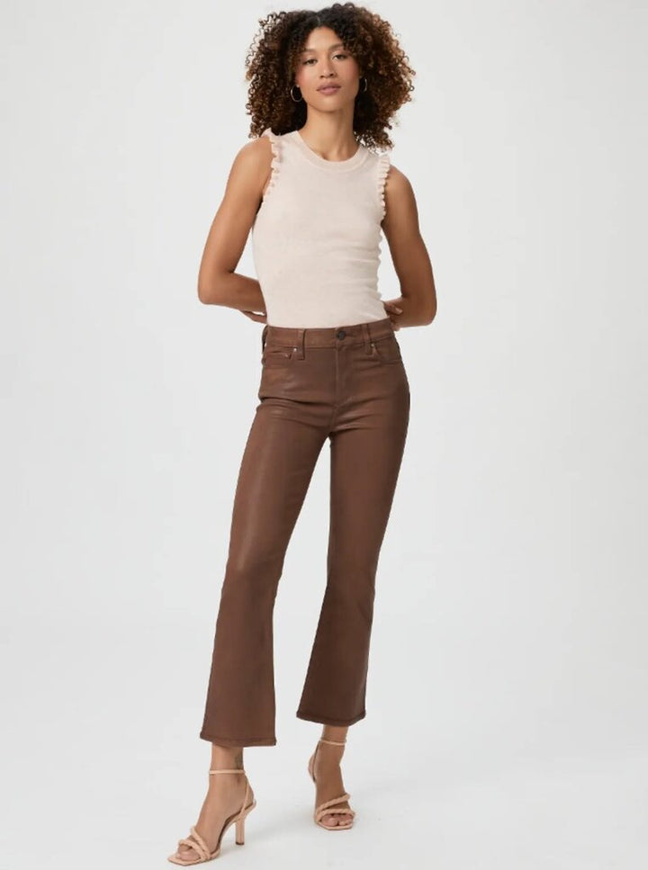Paige Claudine Ankle Flare Jeans in Cognac Luxe Coated - Size 28(Retails $239)