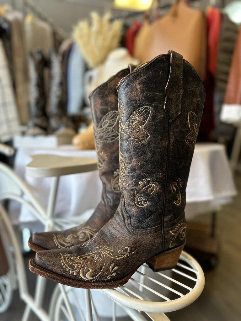 Circle G Dragonfly Embroidered Square Toe Western Boots - Size 7
