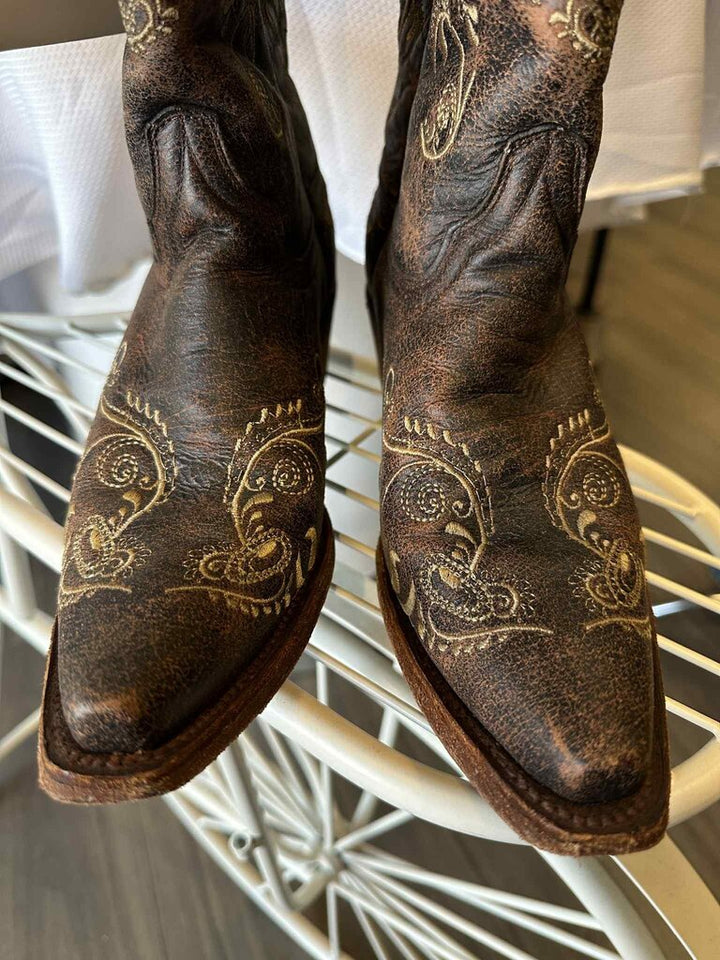 Circle G Dragonfly Embroidered Square Toe Western Boots - Size 7