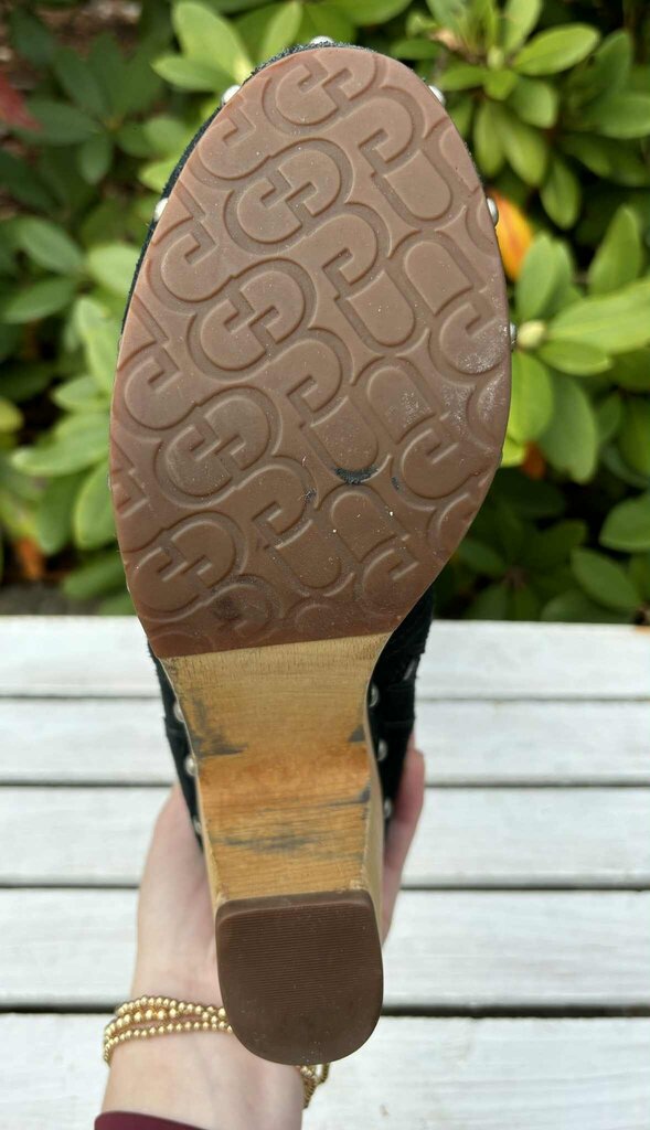 Ugg Rumer Tall Black Suede Heeled Boot - Size 9