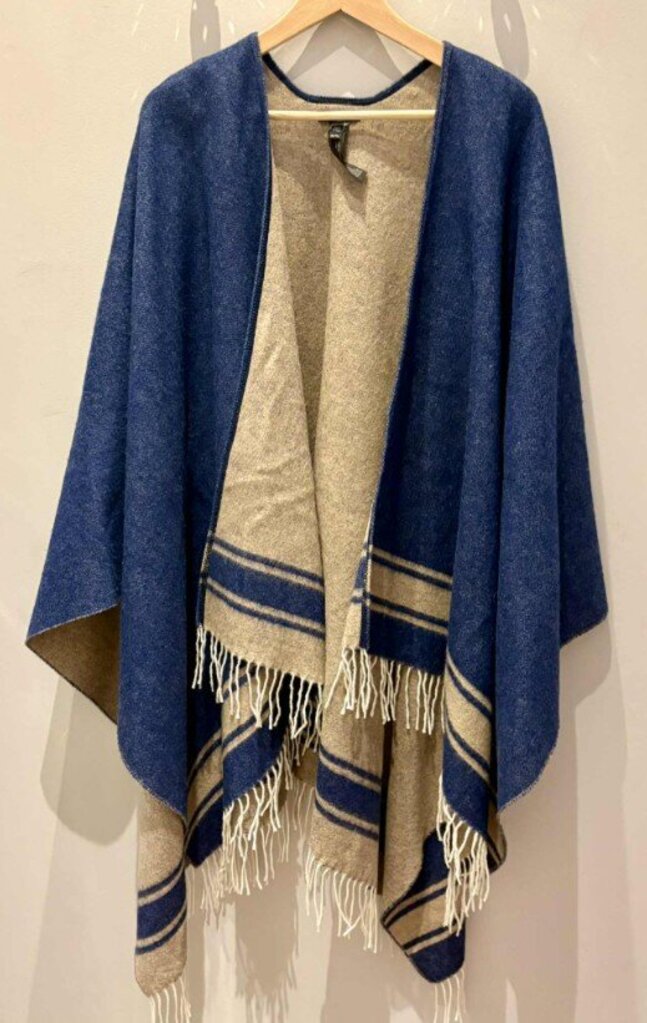 Eileen Fisher Wool Fringe Poncho - Size OS