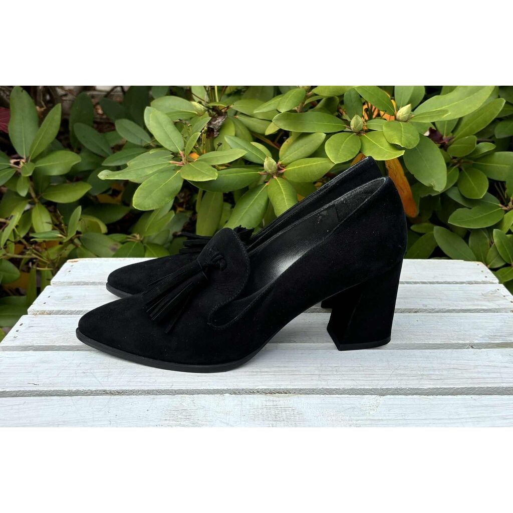 Stuart Weitzman Suede Loafer Heels - Size 8.5