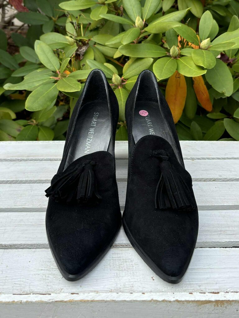Stuart Weitzman Suede Loafer Heels - Size 8.5