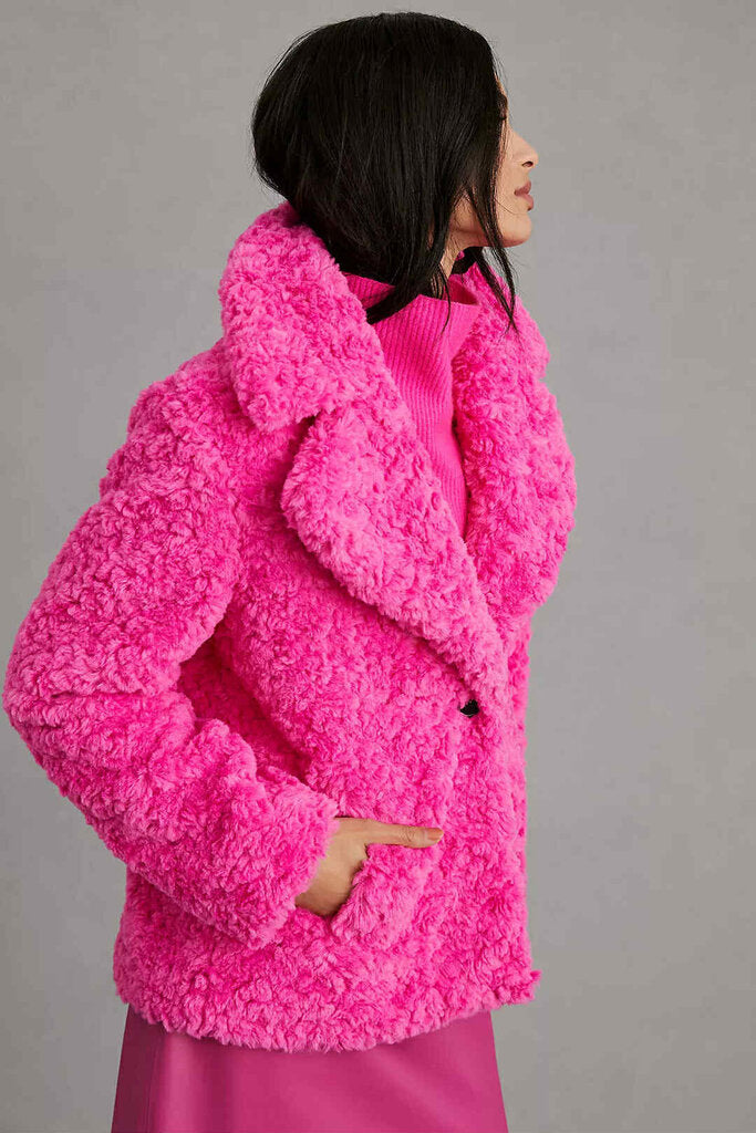 Avec Les Files NWT Faux Fur Jacket in Pink - Size Small