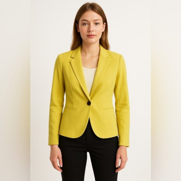 Zara Cropped Pocketed Blazer In Yellow - Size XS