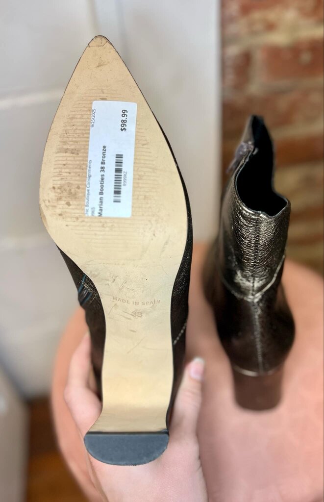 Marian Spain Booties In Bronze Metallic Leather - Size 38