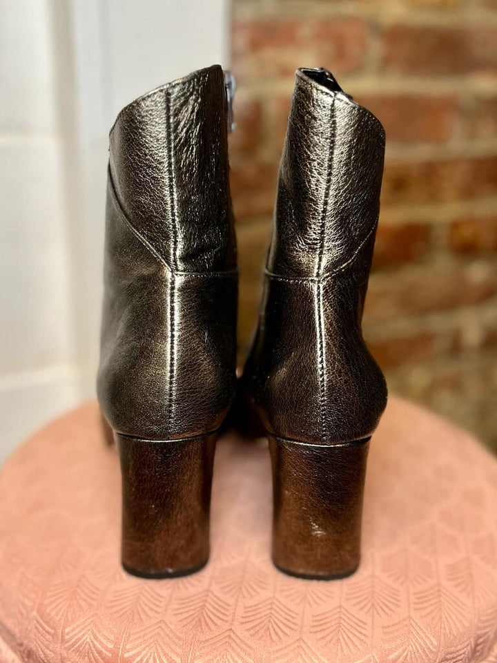 Marian Spain Booties In Bronze Metallic Leather - Size 38