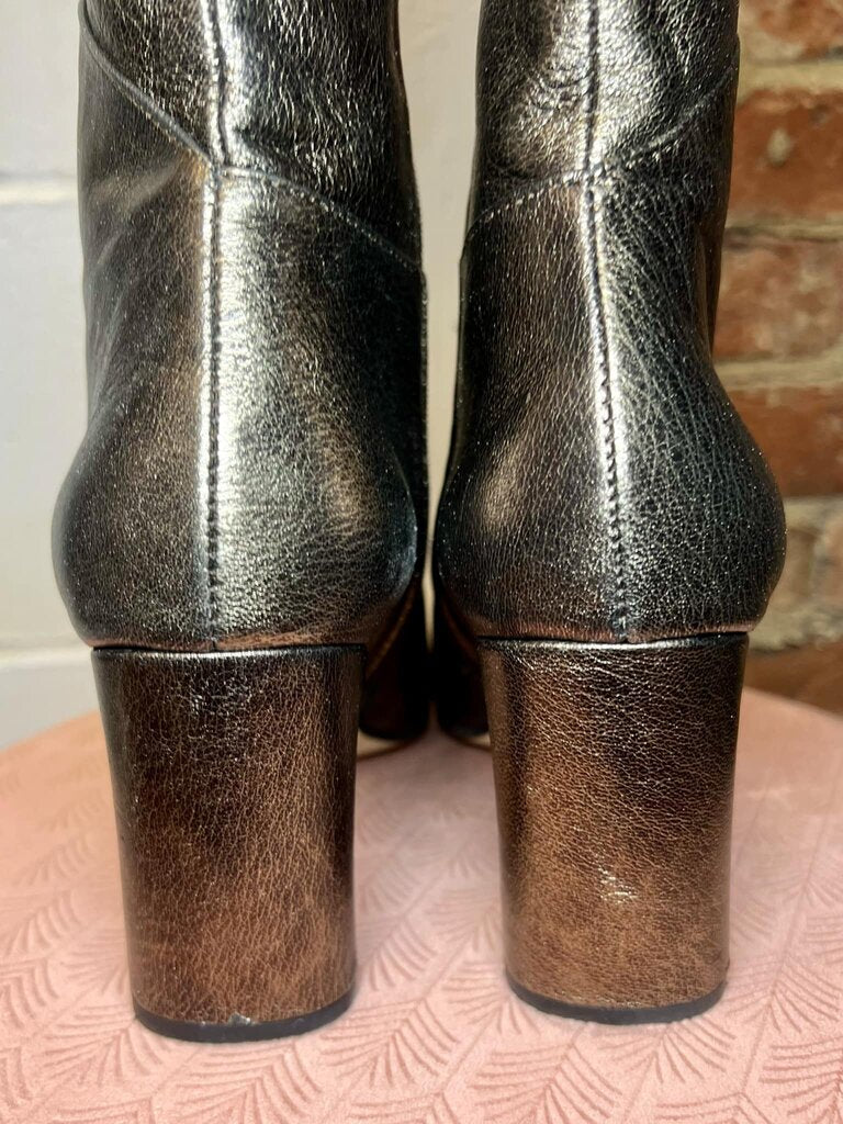 Marian Spain Booties In Bronze Metallic Leather - Size 38