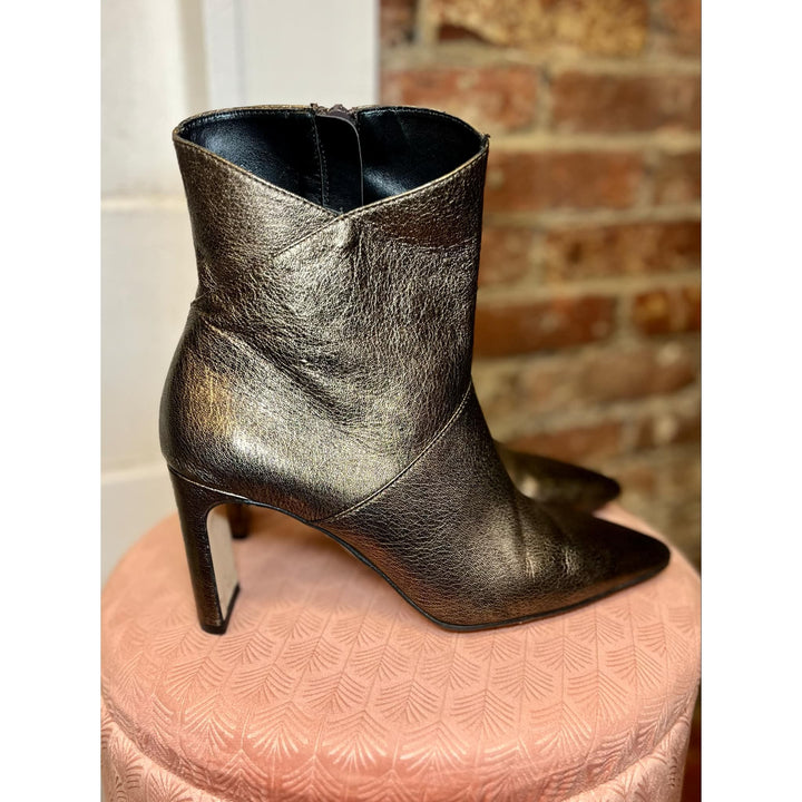 Marian Spain Booties In Bronze Metallic Leather - Size 38