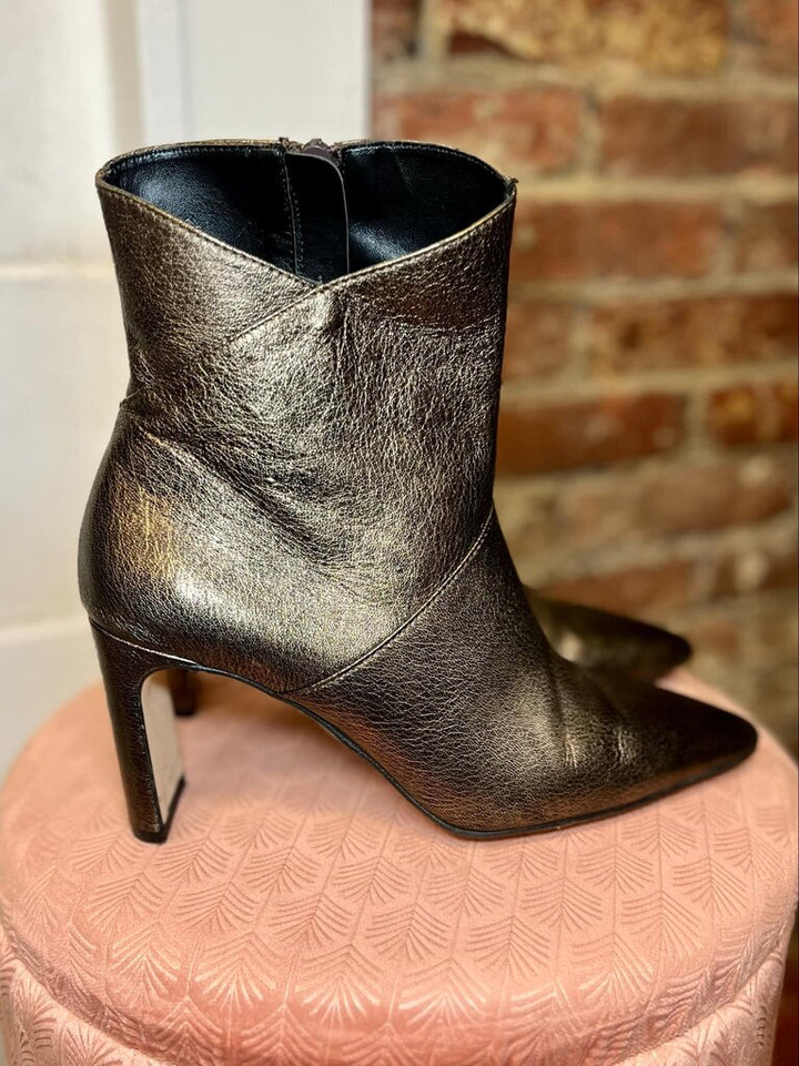 Marian Spain Booties In Bronze Metallic Leather - Size 38