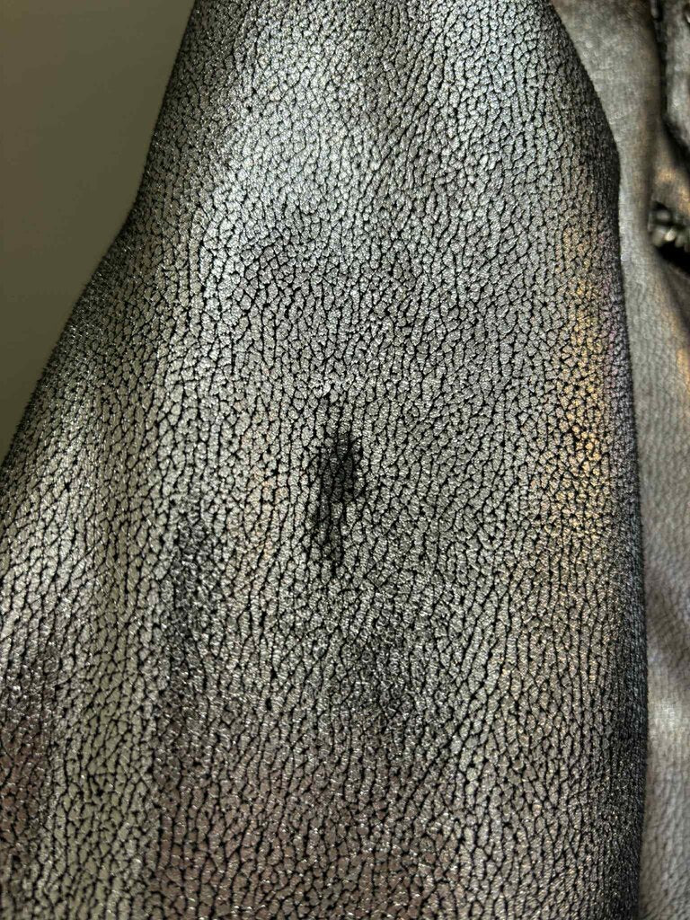 Michael Kors Faux Shearling-Trim Metallic Moto Jacket - Size Small