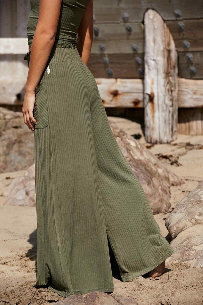 Free People Movement NWT Blissed Out Wide Leg Pants in Cargo Khaki - Size XS
