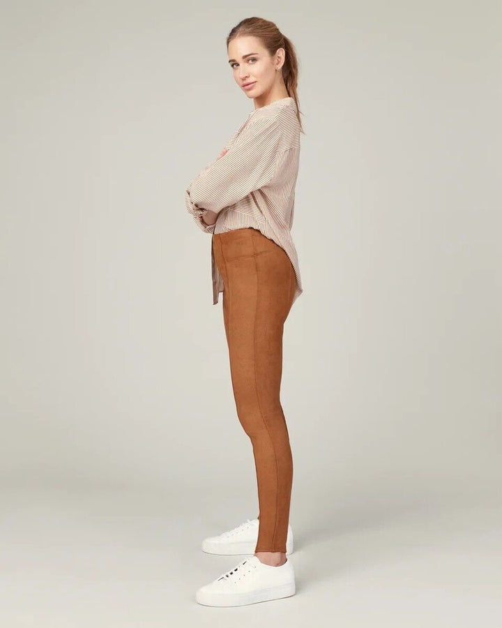 Spanx NWT Faux Suede Leggings in Rich Caramel - Size Medium