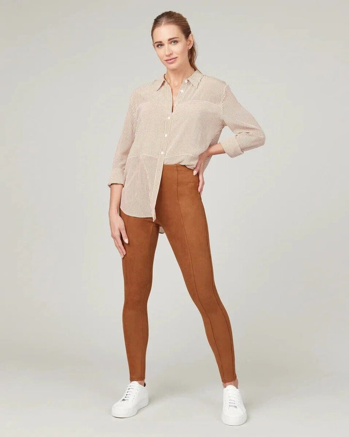 Spanx NWT Faux Suede Leggings in Rich Caramel - Size Medium