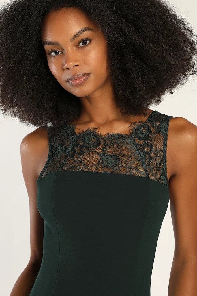 Lulus NWT True Passion Emerald Green Lace V-Back Mermaid Maxi Dress - Size 1X (Retails ($145)