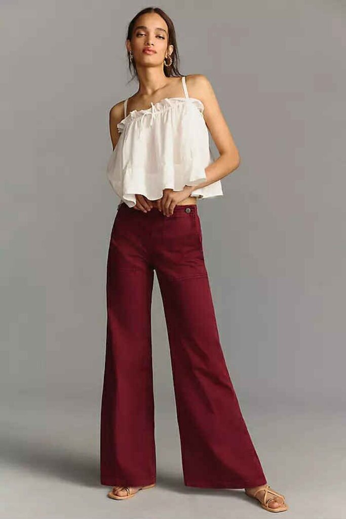 Pilcro The Kit High-Rise Wide-Leg Utility Trousers - Size 27