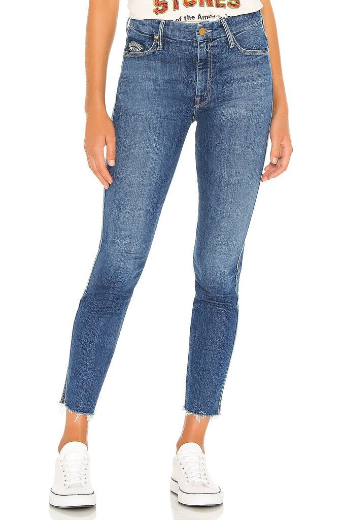 Mother High Waist Double Looker Ankle Fray Jeans in Fruit Carts - Size 24 (Retails for $248)