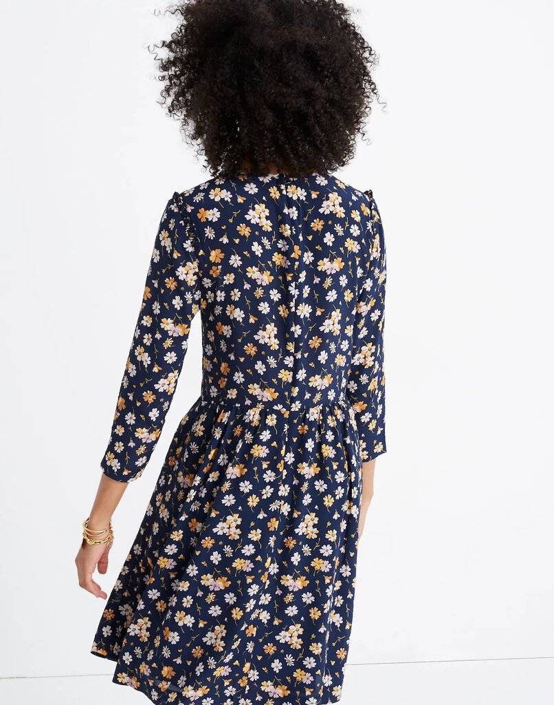 Madewell Silk Shirred Keyhole Dress in Petal Party - Size Small