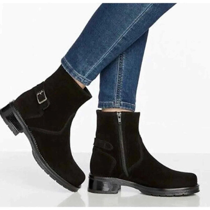 La Canadienne Gavan Suede Buckle Booties - Size 6