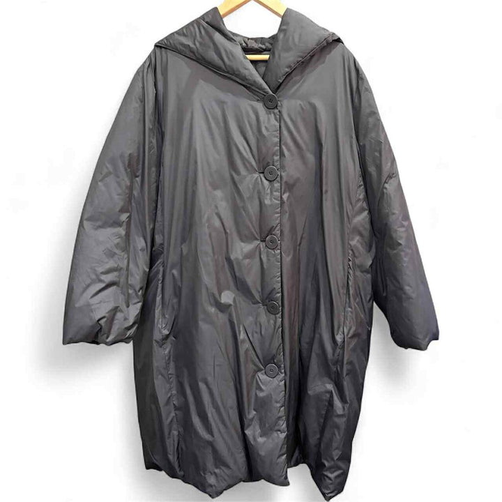 Eileen Fisher Button Up Hooded Down Jacket - Size 2X