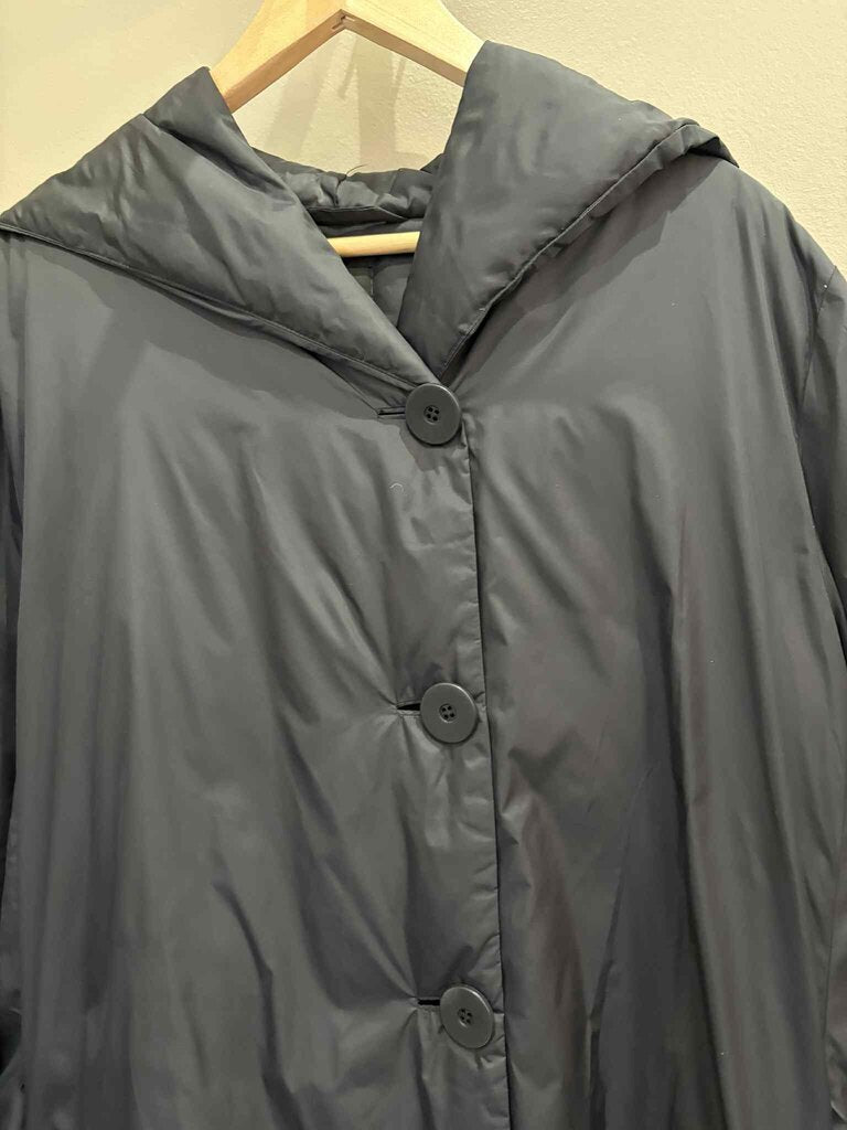 Eileen Fisher Button Up Hooded Down Jacket - Size 2X