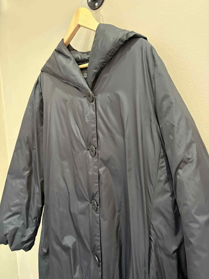 Eileen Fisher Button Up Hooded Down Jacket - Size 2X