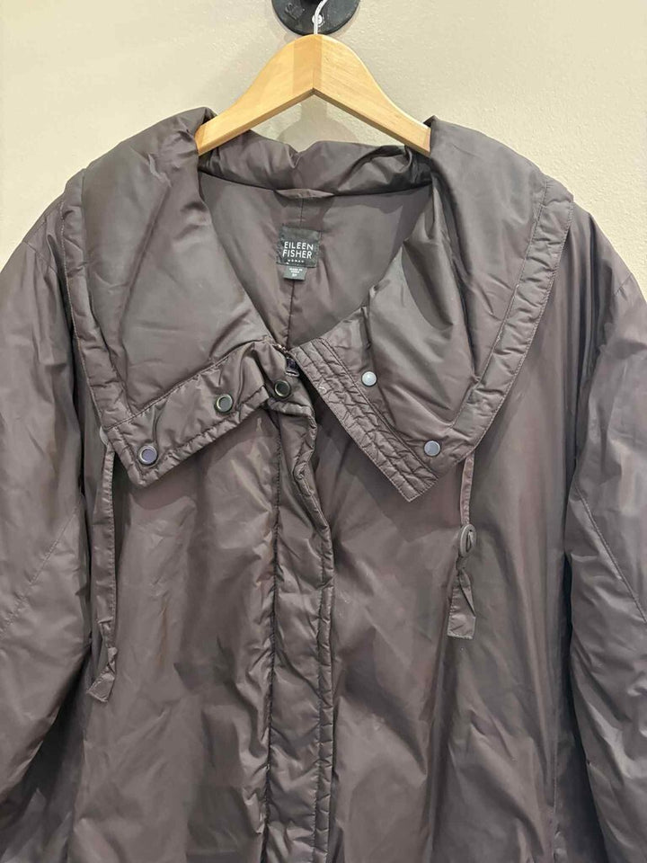 Eileen Fisher Collared Drawstring Down Jacket - Size 3X