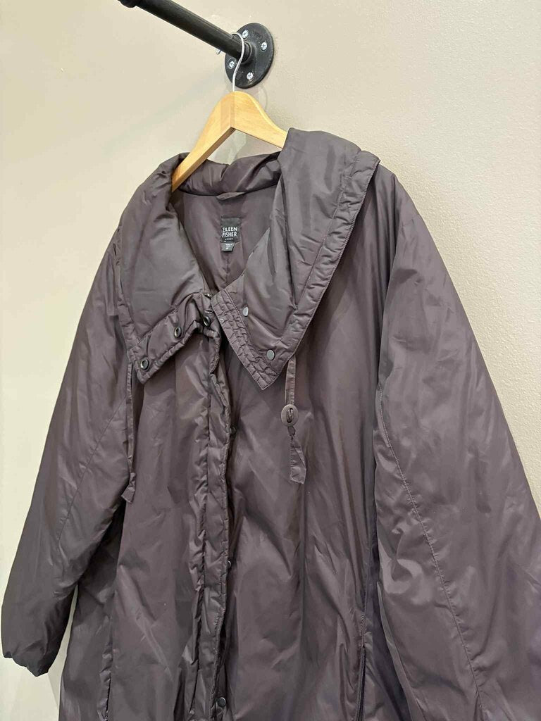Eileen Fisher Collared Drawstring Down Jacket - Size 3X