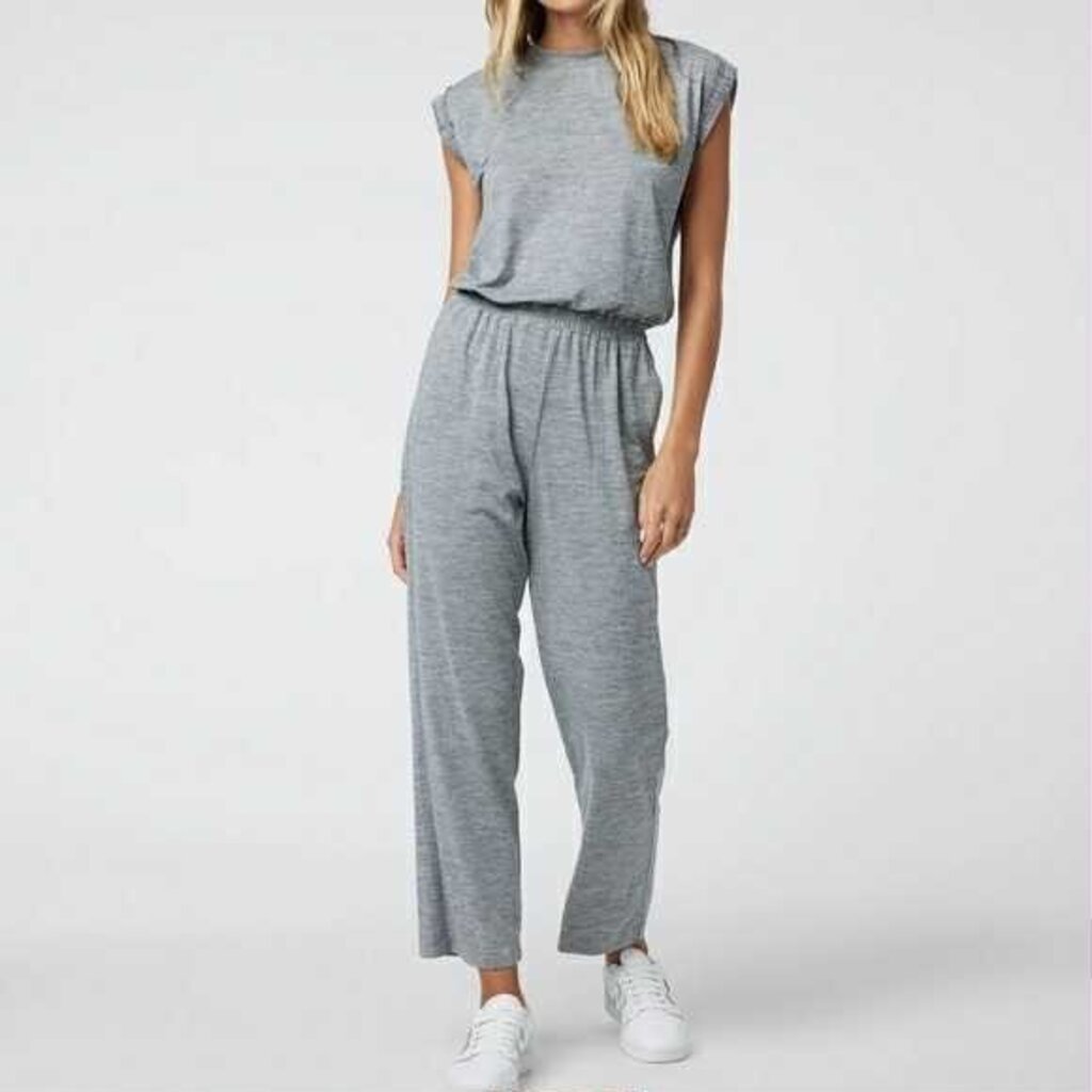 Vuori Short Sleeve Lux Cew Jumpsuit in Mallorca Heather - Size Medium