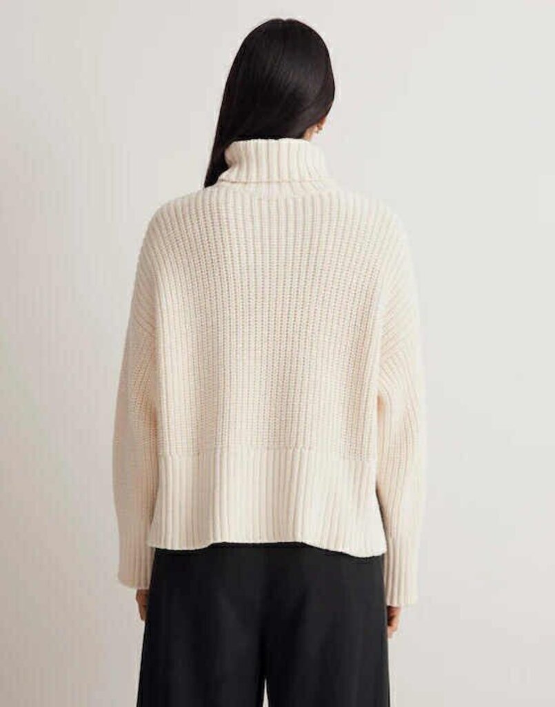 Madewell Wide Rib Turtleneck Sweater in Antique Cream - Size XS