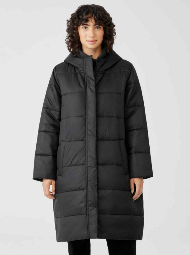 Eileen Fisher Eggshell Recycled Nylon Long Coat - Size 3X (Retails $398)