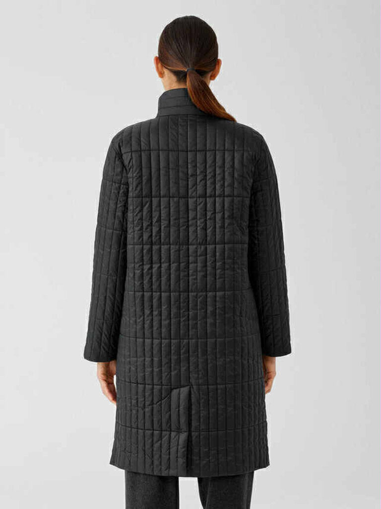 Eileen Fisher Eggshell Recycled Nylon Stand Collar Coat - Size 2X(Retails for $398)