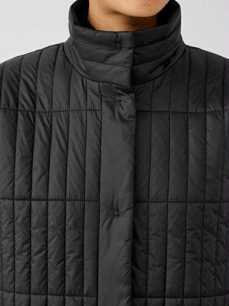 Eileen Fisher Eggshell Recycled Nylon Stand Collar Coat - Size 2X(Retails for $398)