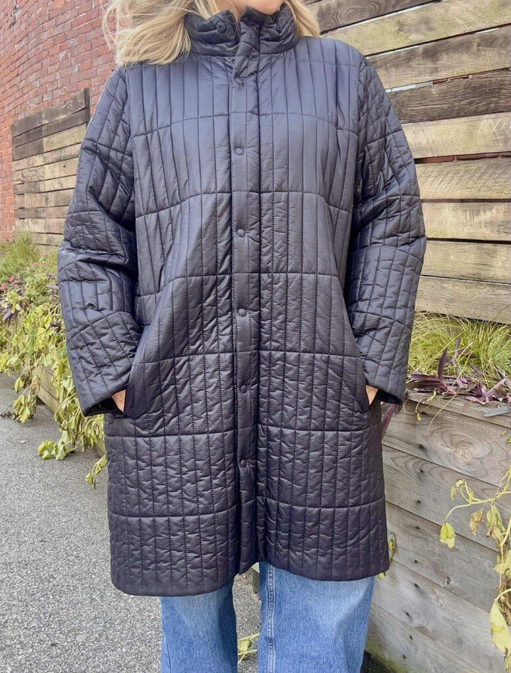 Eileen Fisher Eggshell Recycled Nylon Stand Collar Coat - Size 2X(Retails for $398)