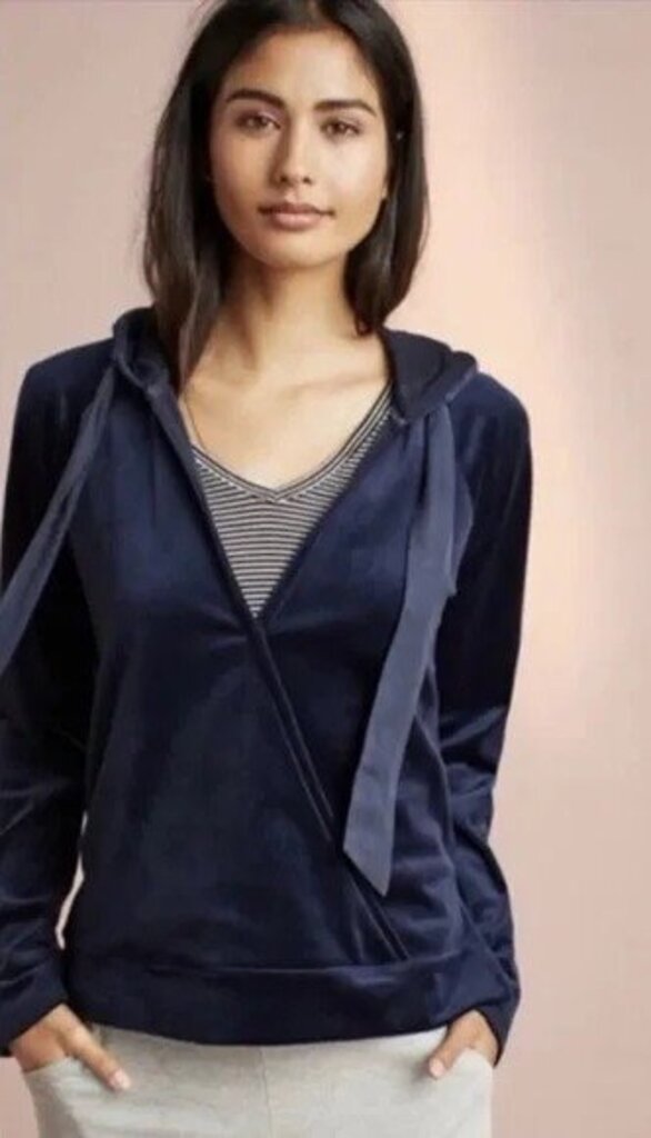 Saturday Sunday by Anthropologie Velour Surplice Hoodie - Size Large