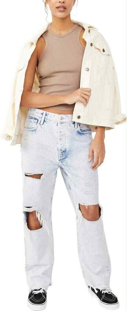 Free People Tapered Baggy Boyfriend Distressed Jeans - Size 29