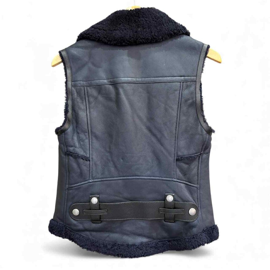 Coach NWT Shearling Moto Vest in Dusk - Size 2 (Retails for $500)