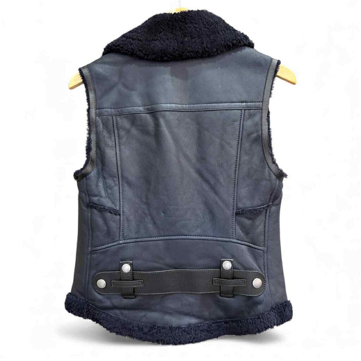 Coach NWT Shearling Moto Vest in Dusk - Size 2 (Retails for $500)