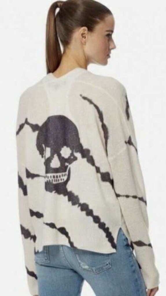 Skull Cashmere NWT Cashmere Skull Printed Open Front Cardigan