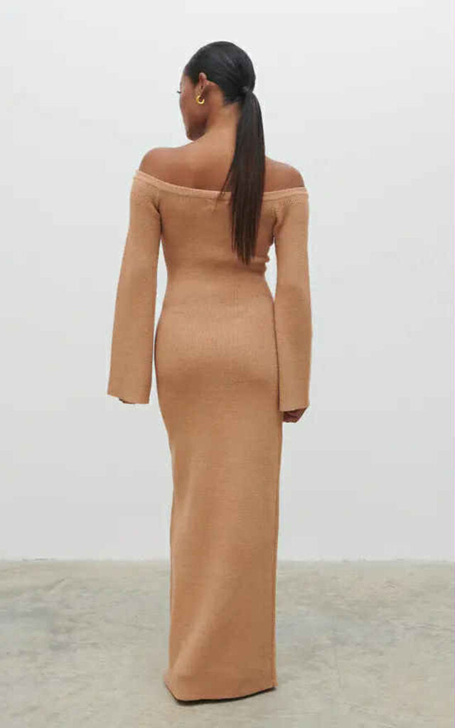 Pretty Lavish Joanna Bardot Knit Maxi Dress - Size Small