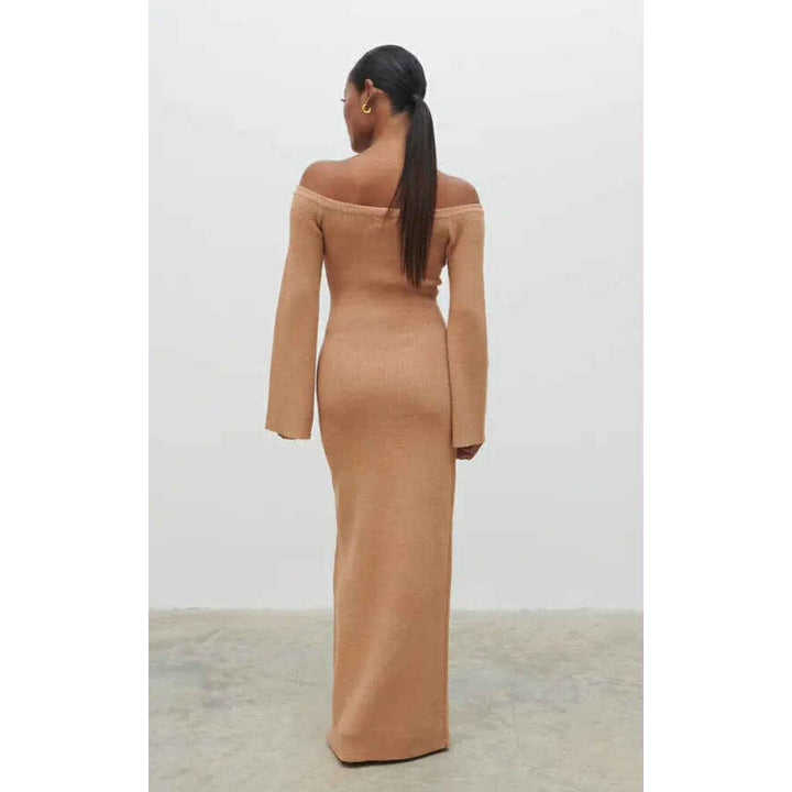 Pretty Lavish Joanna Bardot Knit Maxi Dress - Size Small