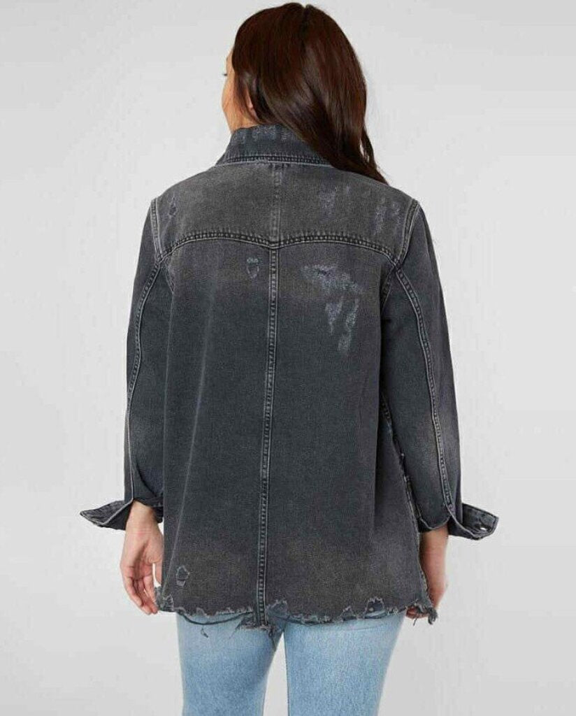Free People Moonchild Denim Shirt Jacket in Moon Dust - Size Small