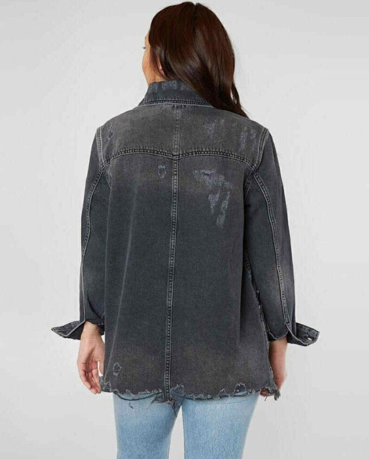 Free People Moonchild Denim Shirt Jacket in Moon Dust - Size Small
