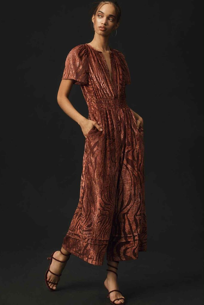 Anthropologie The Somerset Jumpsuit in Velvet Burnout - Size Small