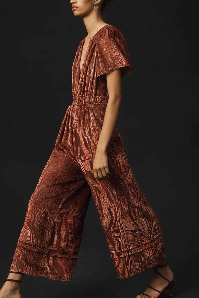 Anthropologie The Somerset Jumpsuit in Velvet Burnout - Size Small