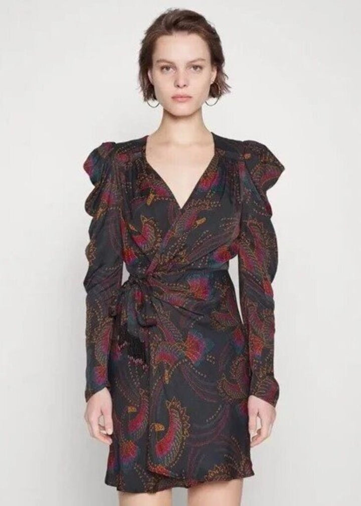 Farm Rio Sequin Toucans Wrap Mini Dress - Size Small